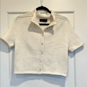 Zara Cream Short Sleeve Knit Cardigan